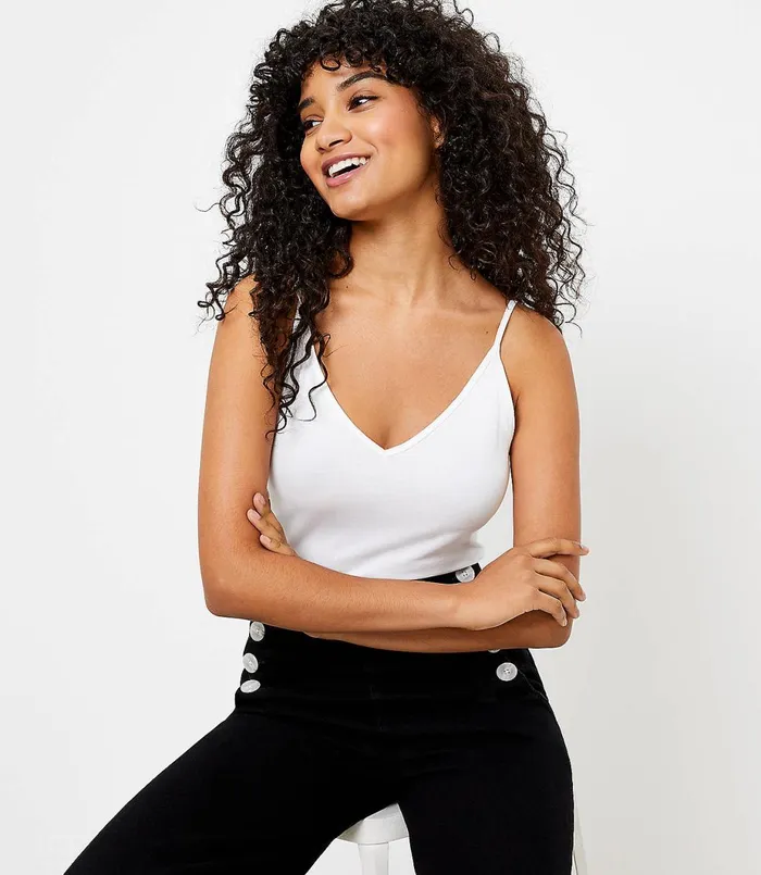 LOFT Double V Cami White Women Tees