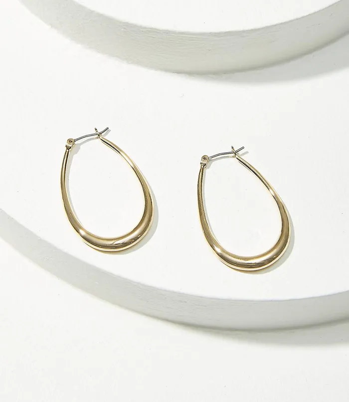 LOFT Elongated Hoop Earrings Gold Women Jewelry