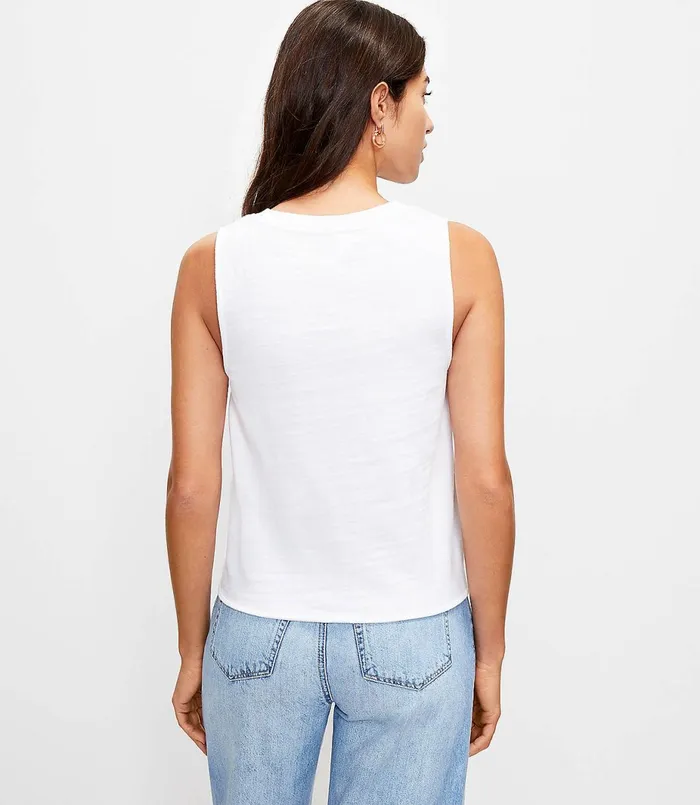 LOFT Knot Front Tank Top Black Women Loungewear