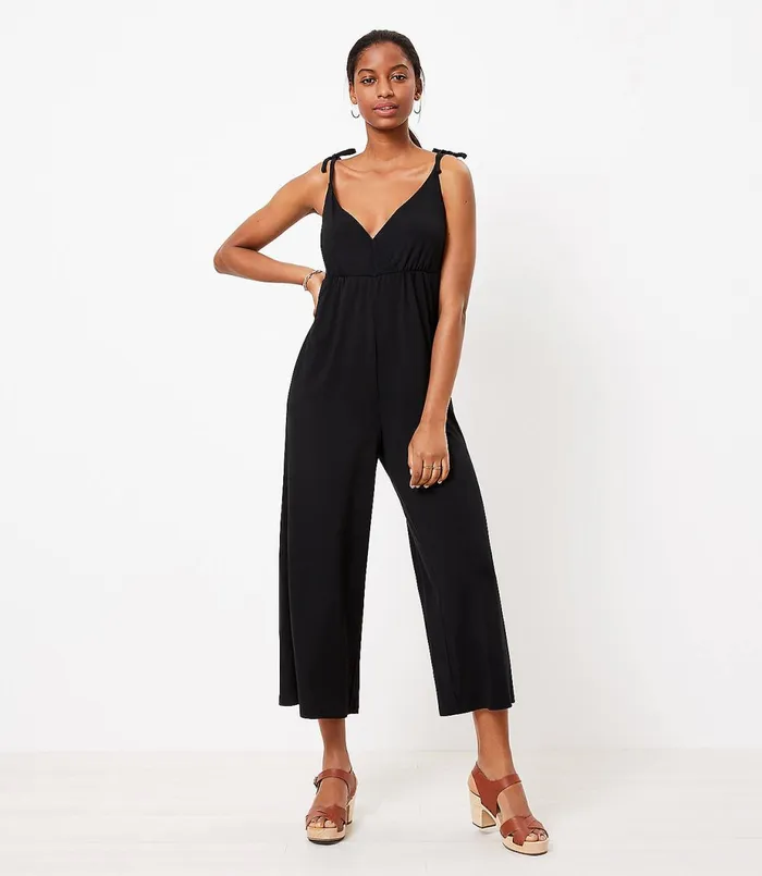LOFT LOFT Beach Strappy Jumpsuit Black Women Work Dresses