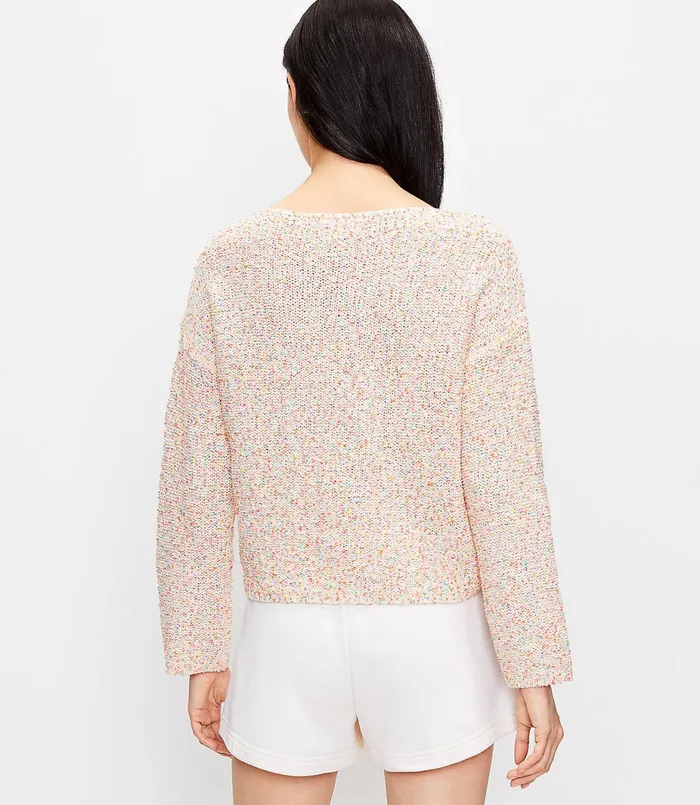 LOFT Lou and Grey Rainbow Sprinkle Sweater Neon Pink Women Loungewear