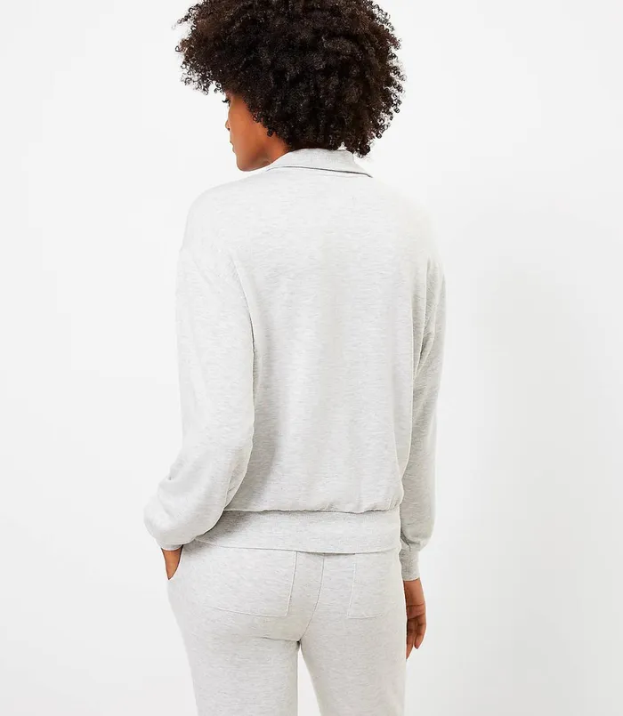 LOFT Lou and Grey Signature Softblend Zip Sweatshirt Sleek Grey Heather Women Loungewear