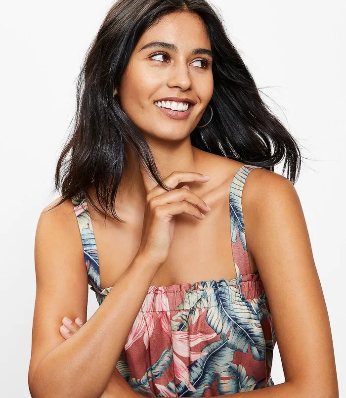 LOFT Paradise Wide Leg Jumpsuit Rich Chestnut Women Jumpsuits and Rompers