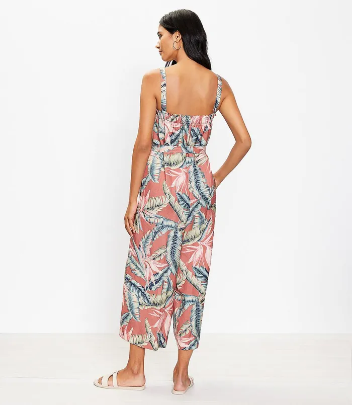 LOFT Paradise Wide Leg Jumpsuit Rich Chestnut Women Jumpsuits and Rompers