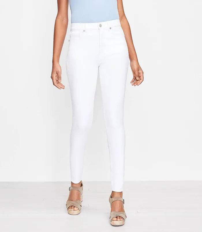 LOFT Petite Curvy High Rise Skinny Jeans In White White Women Petite Jeans