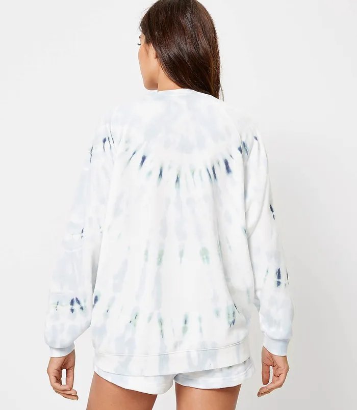 LOFT Petite Lou and Grey Tie Dye Oversized Terry Sweatshirt Summer Sky Blue Women Petite Tees