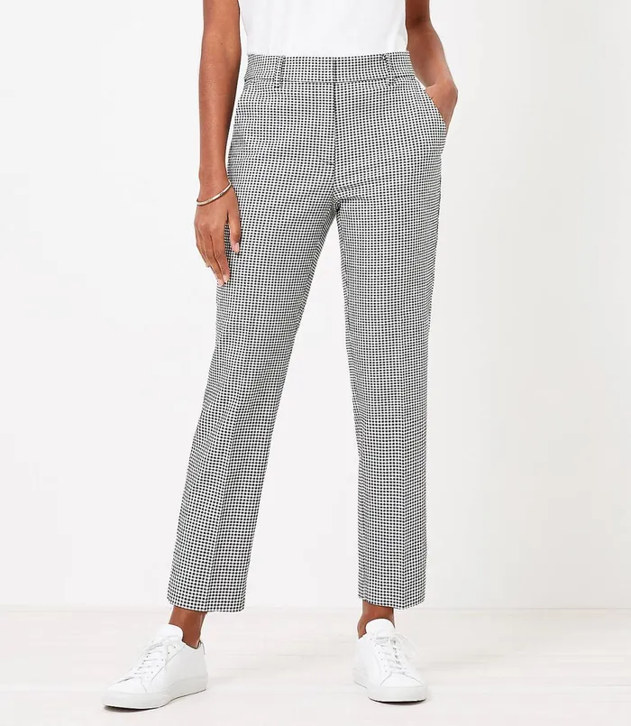 LOFT Petite Perfect Straight Pants In Gingham Stretch Double Weave Blackwhite Multi Women Petite Pants LOFT Petite Perfect Straight Pants In Gingham Stretch Double Weave Blackwhite Multi Women Petite Pants