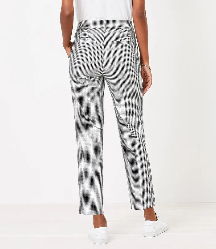 LOFT Petite Perfect Straight Pants In Gingham Stretch Double Weave Blackwhite Multi Women Petite Pants