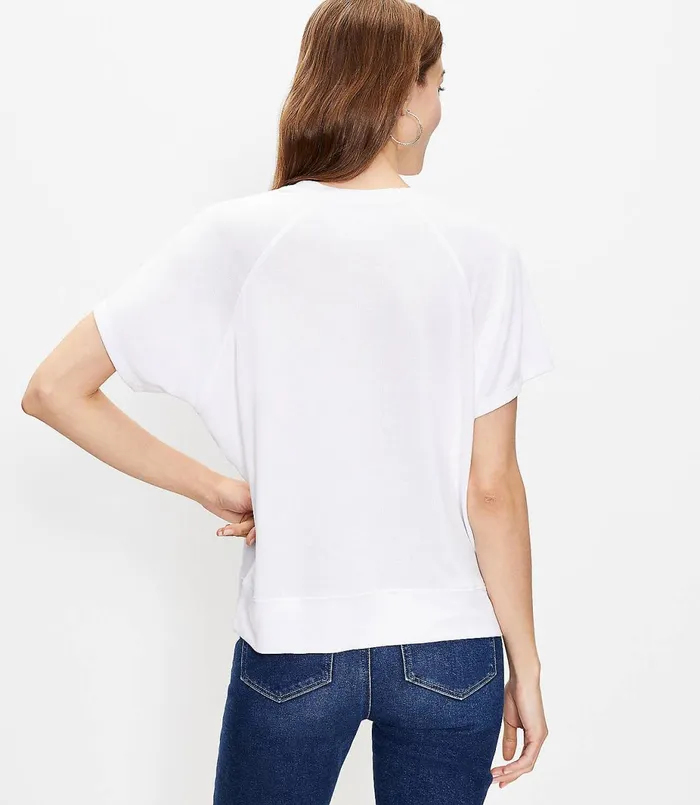 LOFT Raglan Sleeve Tee White Women Loungewear
