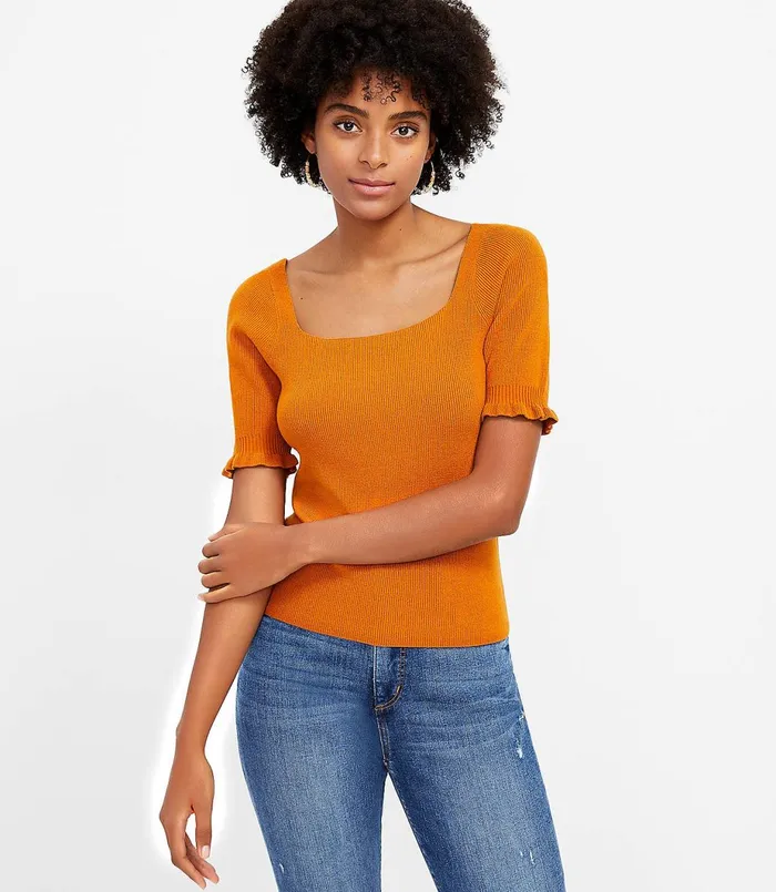 LOFT Square Neck Sweater Moroccan Spice Women Sweaters
