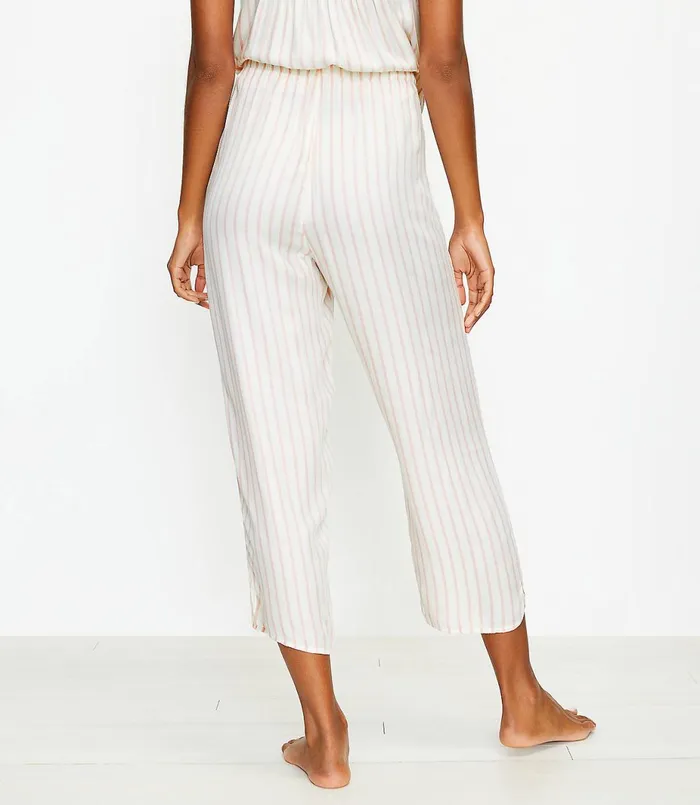 LOFT Striped Crop Pajama Pants Whisper White Women Sleepwear