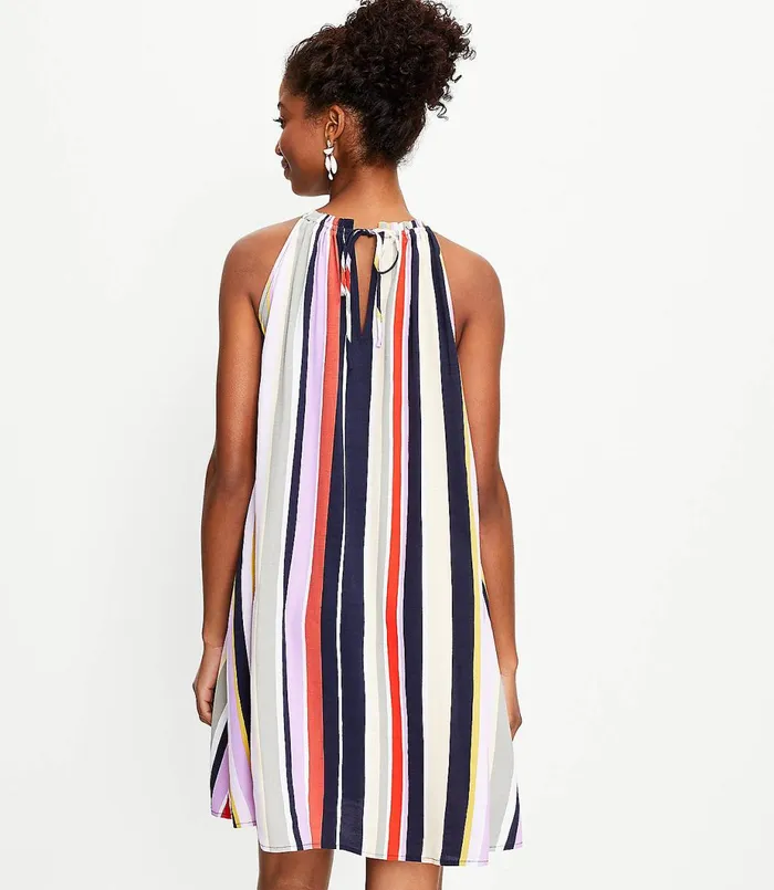 LOFT Striped Halter Pocket Swing Dress Forever Navy Women Swing Dresses