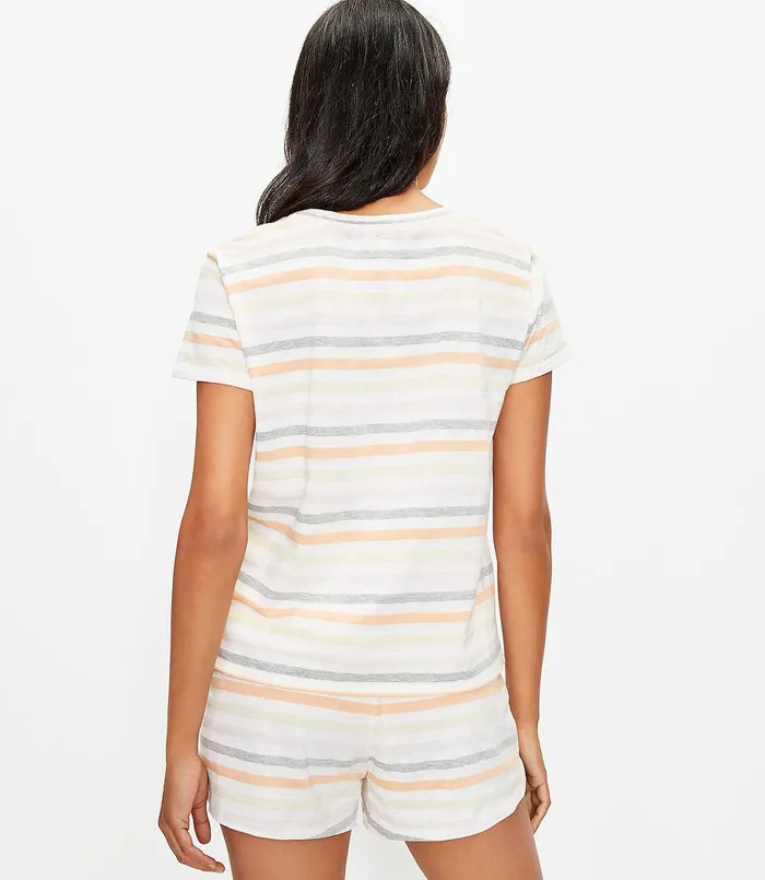 LOFT Striped Pajama Tee Whisper White Women Sleepwear