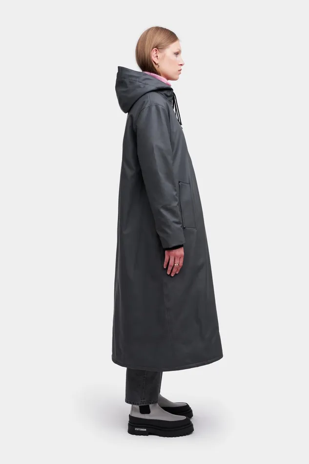 Long Raincoats Women Stutterheim Mosebacke Long Winter Jacket Charcoal