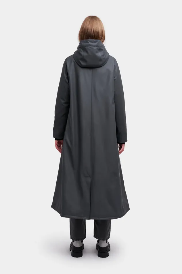 Long Raincoats Women Stutterheim Mosebacke Long Winter Jacket Charcoal
