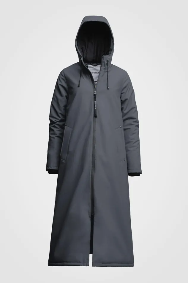 Long Raincoats Women Stutterheim Mosebacke Long Winter Jacket Charcoal