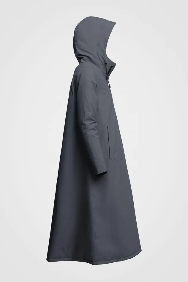 Long Raincoats Women Stutterheim Mosebacke Long Winter Jacket Charcoal