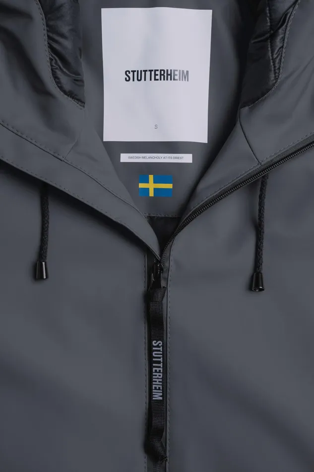 Long Raincoats Women Stutterheim Mosebacke Long Winter Jacket Charcoal