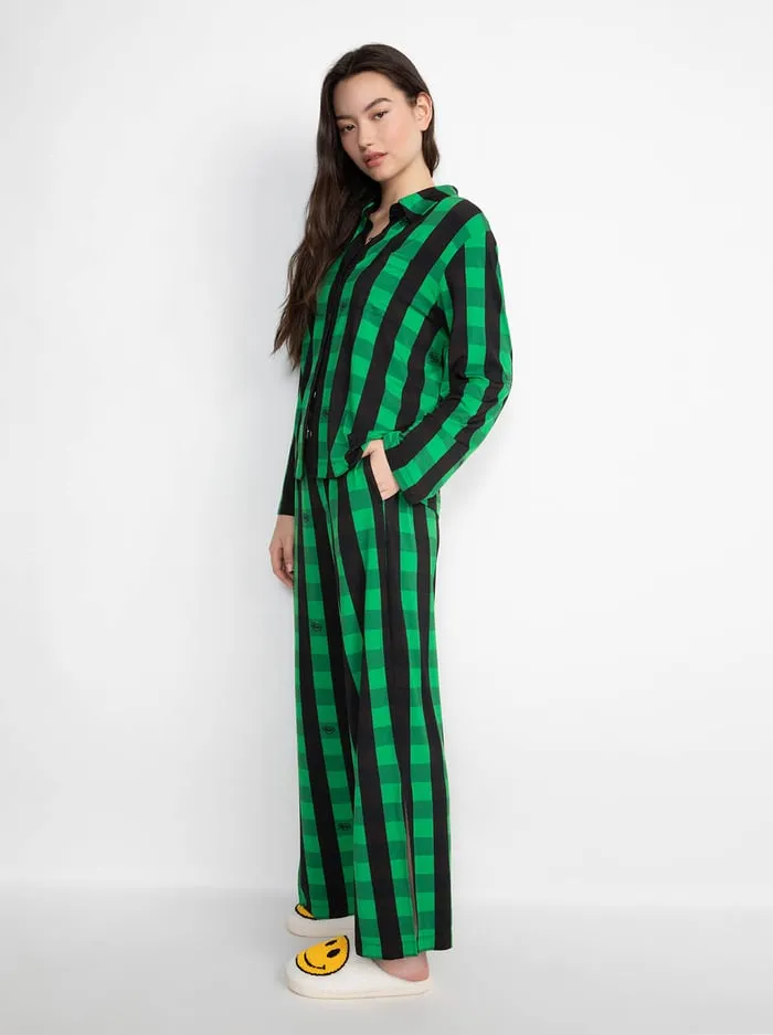 Loungewear Women Alice Olivia Big Feelings Nico Long Sleeve Pj Set Cheerful Greenblack