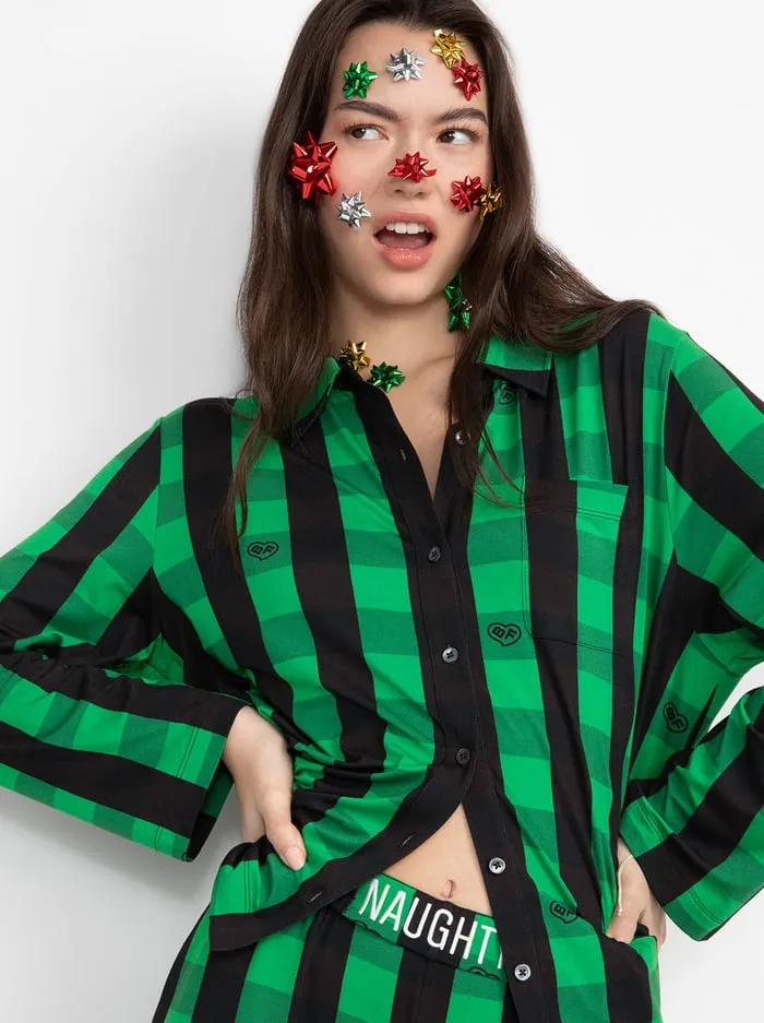 Loungewear Women Alice Olivia Big Feelings Nico Long Sleeve Pj Set Cheerful Greenblack