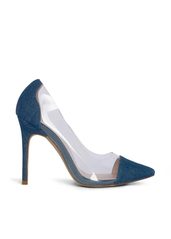 LUCITE DETAIL HEELS Denim Blue Women VENUS Heels