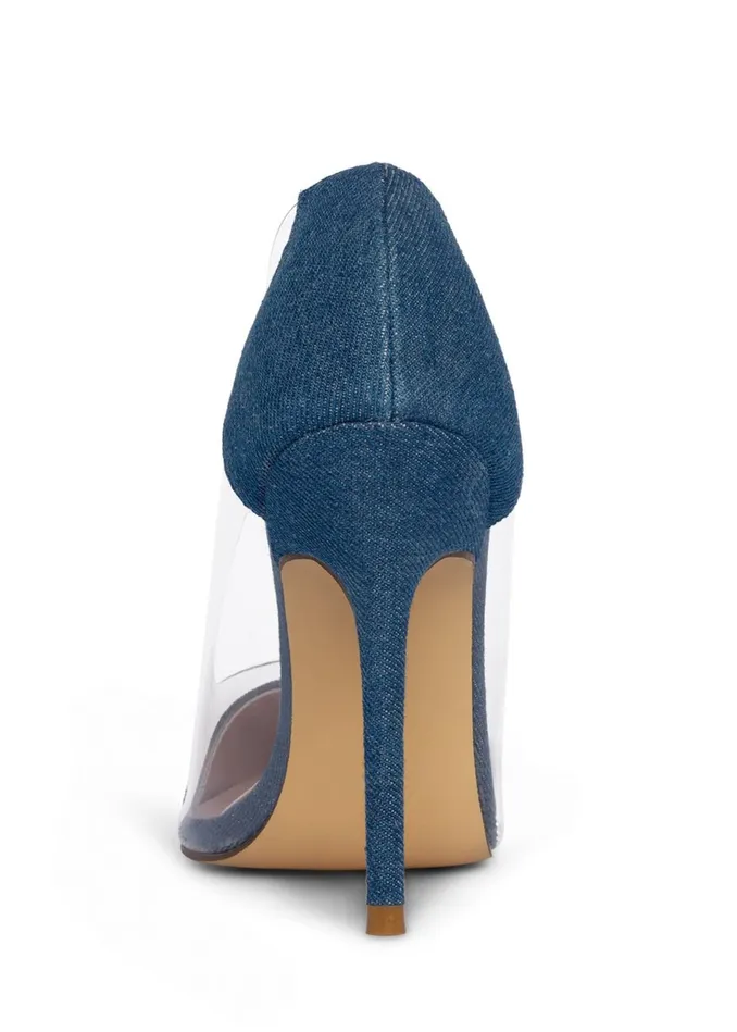 LUCITE DETAIL HEELS Denim Blue Women VENUS Heels