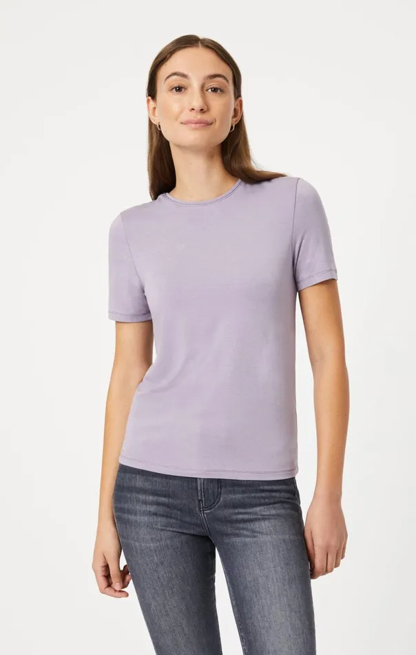 Luxe Crew Neck TShirt In Lavender Gray Women Mavi Jeans Tops and TShirts