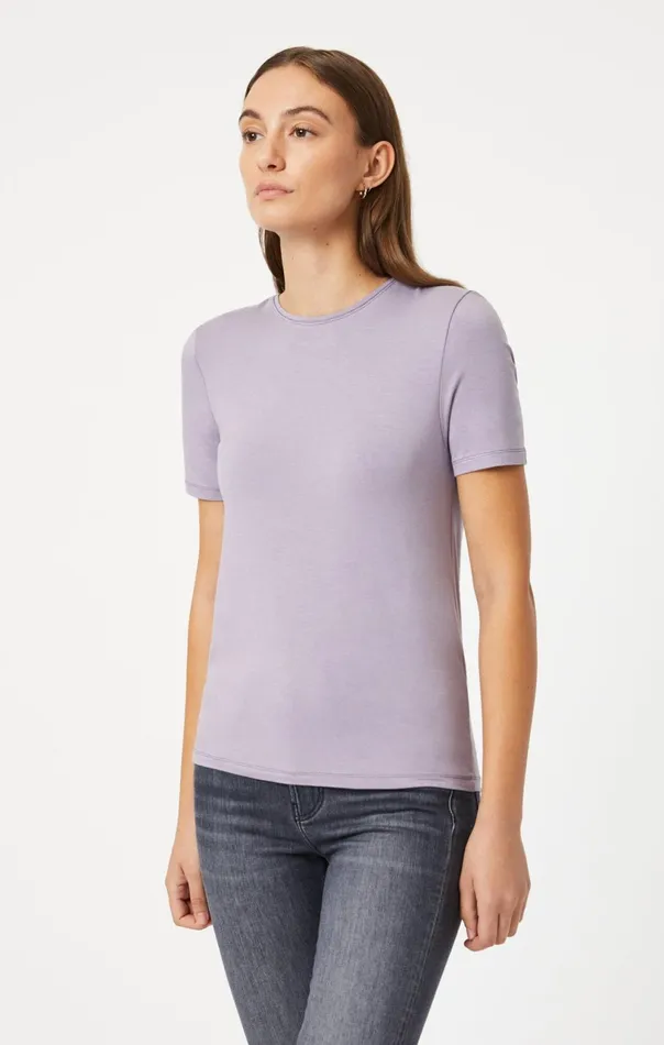 Luxe Crew Neck TShirt In Lavender Gray Women Mavi Jeans Tops and TShirts Luxe Crew Neck TShirt In Lavender Gray Women Mavi Jeans Tops and TShirts