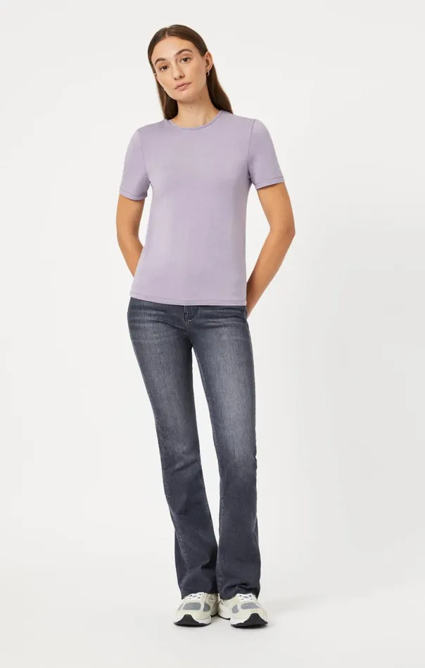 Luxe Crew Neck TShirt In Lavender Gray Women Mavi Jeans Tops and TShirts Luxe Crew Neck TShirt In Lavender Gray Women Mavi Jeans Tops and TShirts