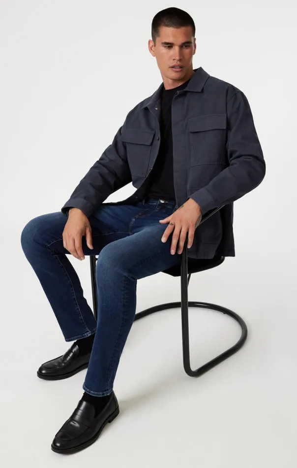 Marcus Slim Straight Leg In Deep Brushed Feather Blue Men Mavi Jeans Denim