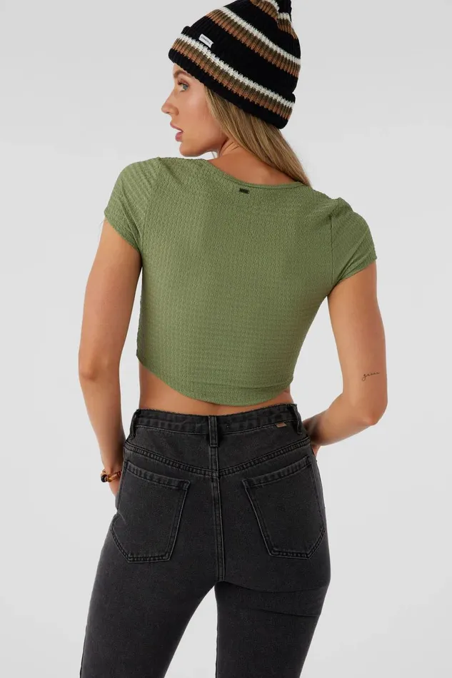 MARLENA TEXTURED KNIT CROP TOP Oil Green Women O039NEILL Collections
