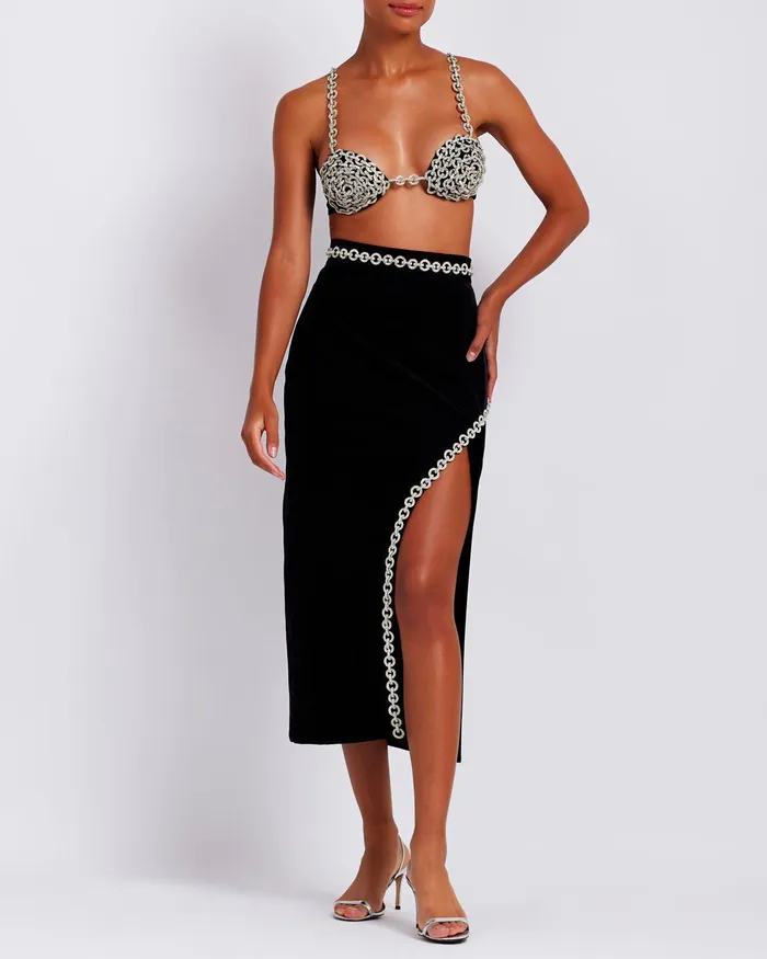 Matching Sets Women PatBO Crystal Chain Midi Skirt
