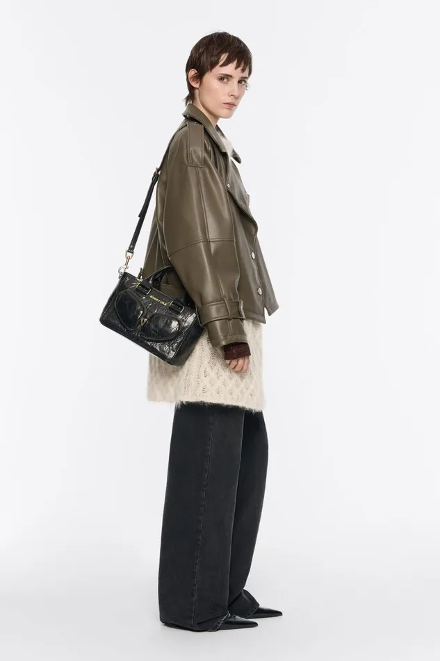 Medium Black Leather Pocket Tote Bag Black Women Bimba Y Lola Crossbody Bags Medium Black Leather Pocket Tote Bag Black Women Bimba Y Lola Crossbody Bags