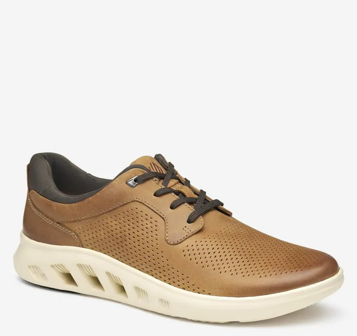 Men Activate Perfed Plain Toe Tan Oiled Full Grain JohnstonandMurphy LaceUps