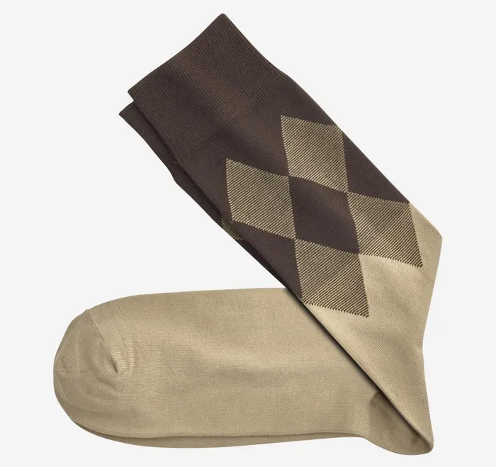 Men Argyle Colorblock Socks Khaki JohnstonandMurphy Socks
