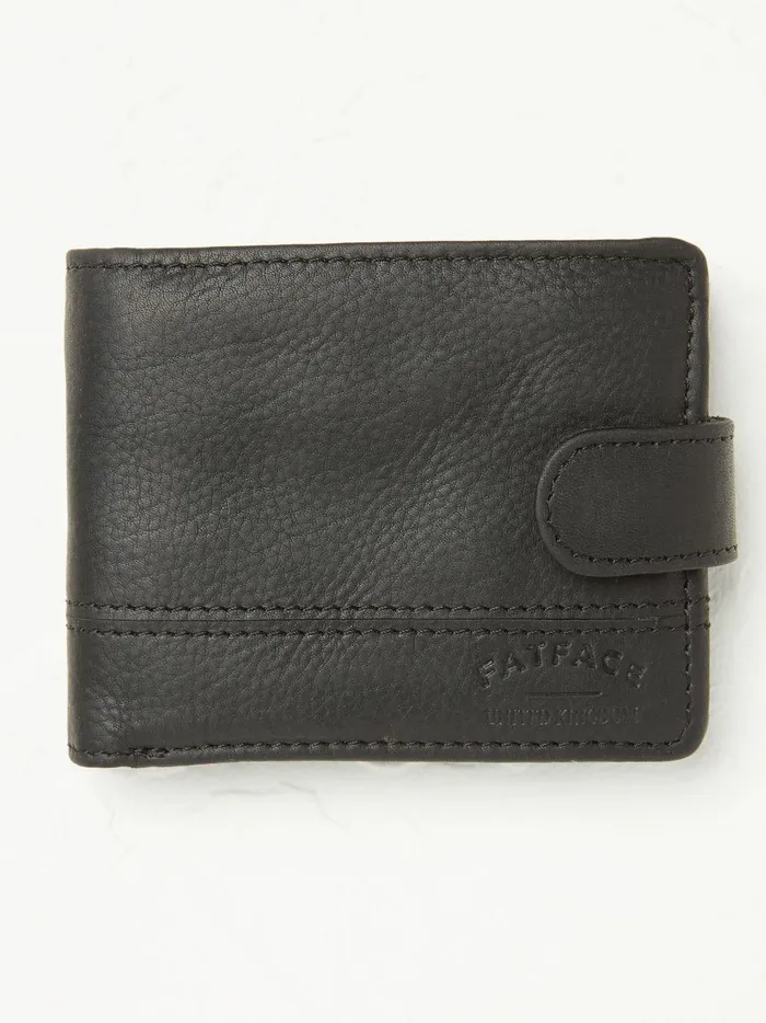 Men Bags and Wallets Fat Face Black Seamed Leather Wallet