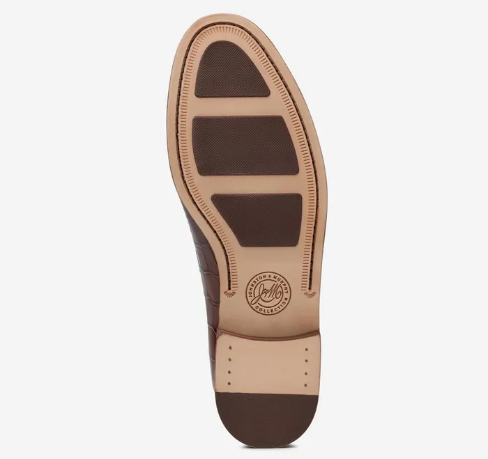 Men Baldwin Penny Loafer Mahogany Crocembossed Calfskin JohnstonandMurphy SlipOns and Loafers