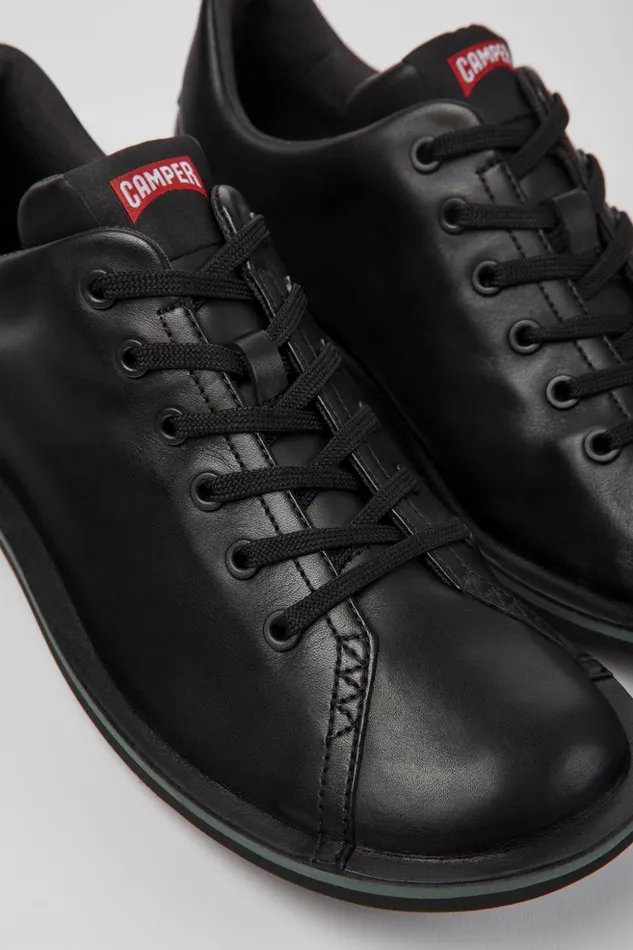 Men Beetle Black Leather Shoes Camper Casual Shoes
