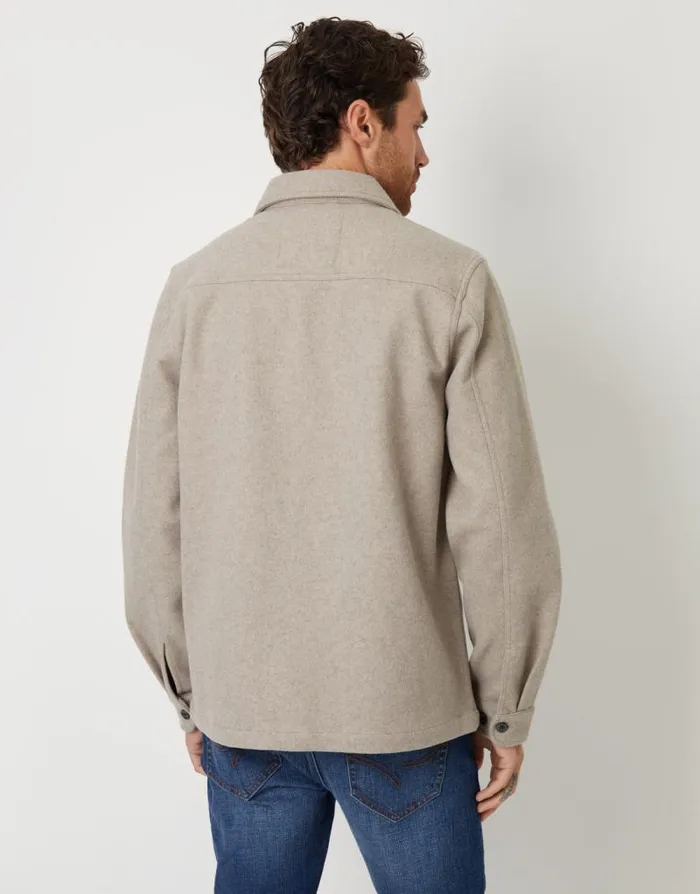 Men Beige Faux Wool Button Up Shacket Threadbare Shirts Men Beige Faux Wool Button Up Shacket Threadbare Shirts