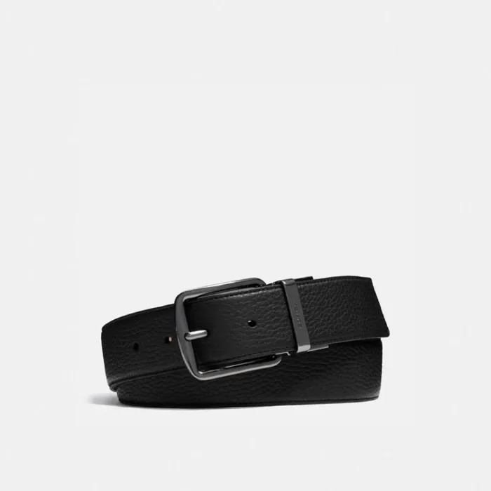 Men Belts Coach Harness Buckle Cut To Size Reversible Belt 38 Mm Blackmahogany