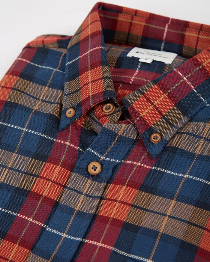 Men Ben Sherman Heritage Check Shirts LongSleeve Striped Check Shirt 8211 Camel