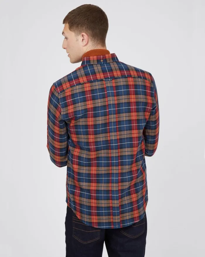 Men Ben Sherman Heritage Check Shirts LongSleeve Striped Check Shirt 8211 Camel