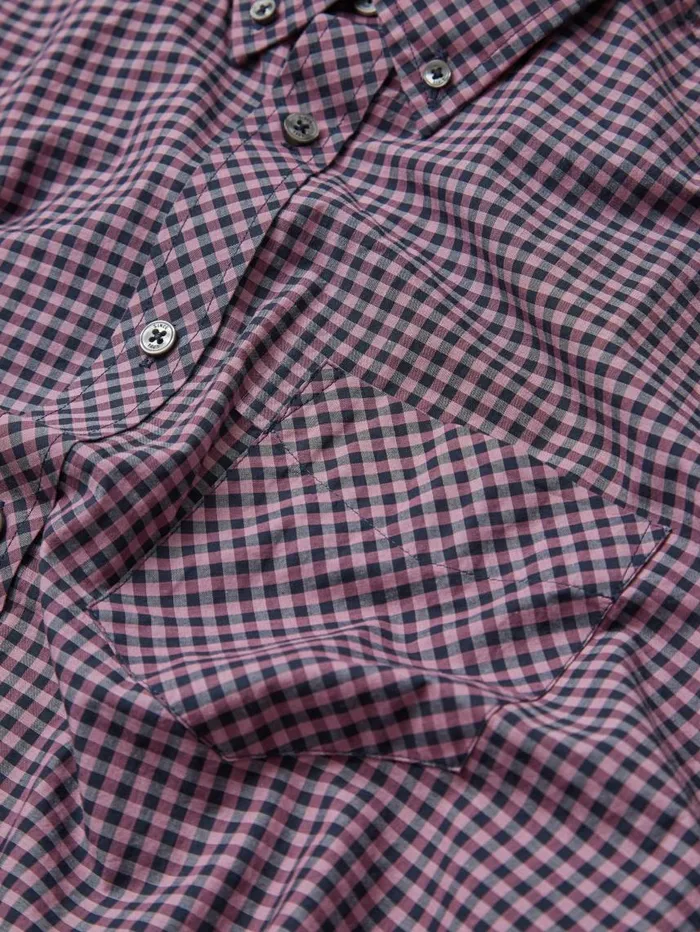 Men Ben Sherman Heritage Check Shirts Signature ShortSleeve Gingham Shirt 8211 Violet