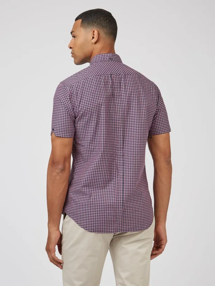 Men Ben Sherman Heritage Check Shirts Signature ShortSleeve Gingham Shirt 8211 Violet