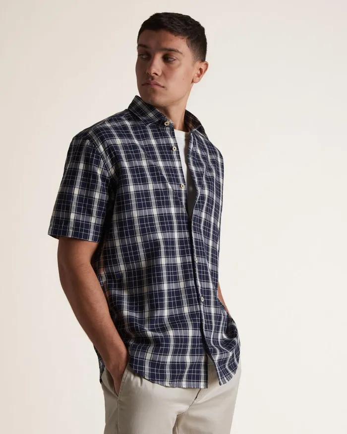 Men Ben Sherman Heritage Check Shirts Textured Check ShortSleeve Shirt