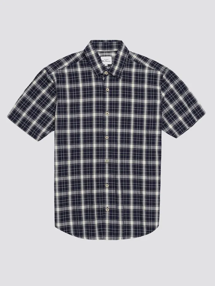 Men Ben Sherman Heritage Check Shirts Textured Check ShortSleeve Shirt