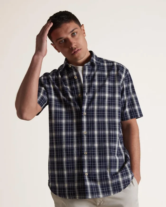 Men Ben Sherman Heritage Check Shirts Textured Check ShortSleeve Shirt