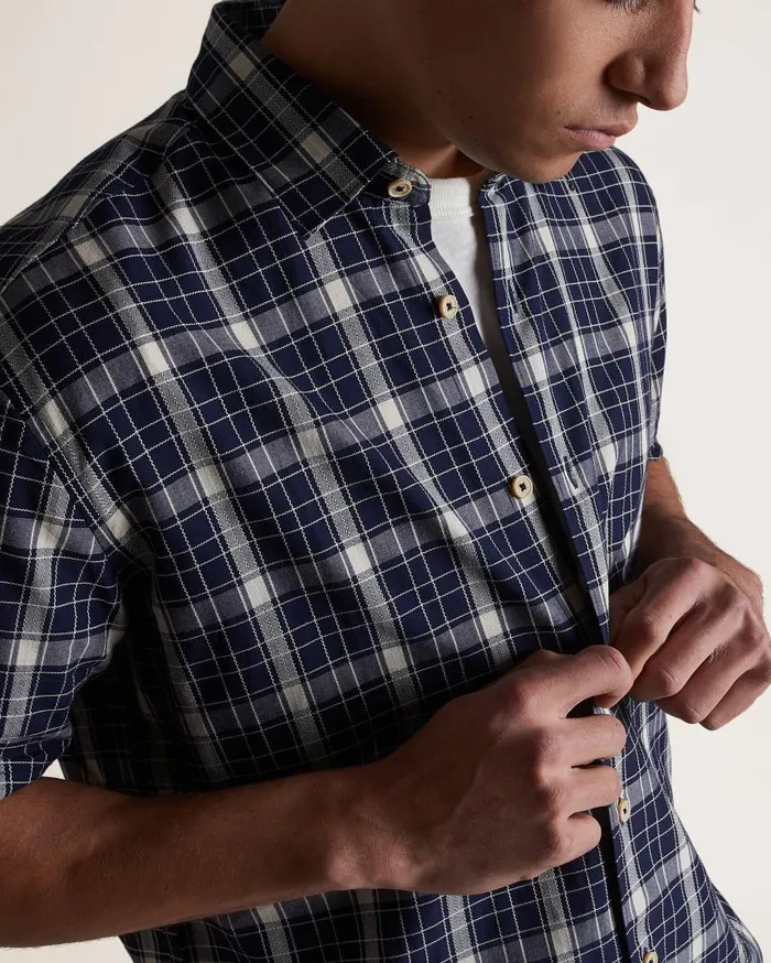 Men Ben Sherman Heritage Check Shirts Textured Check ShortSleeve Shirt