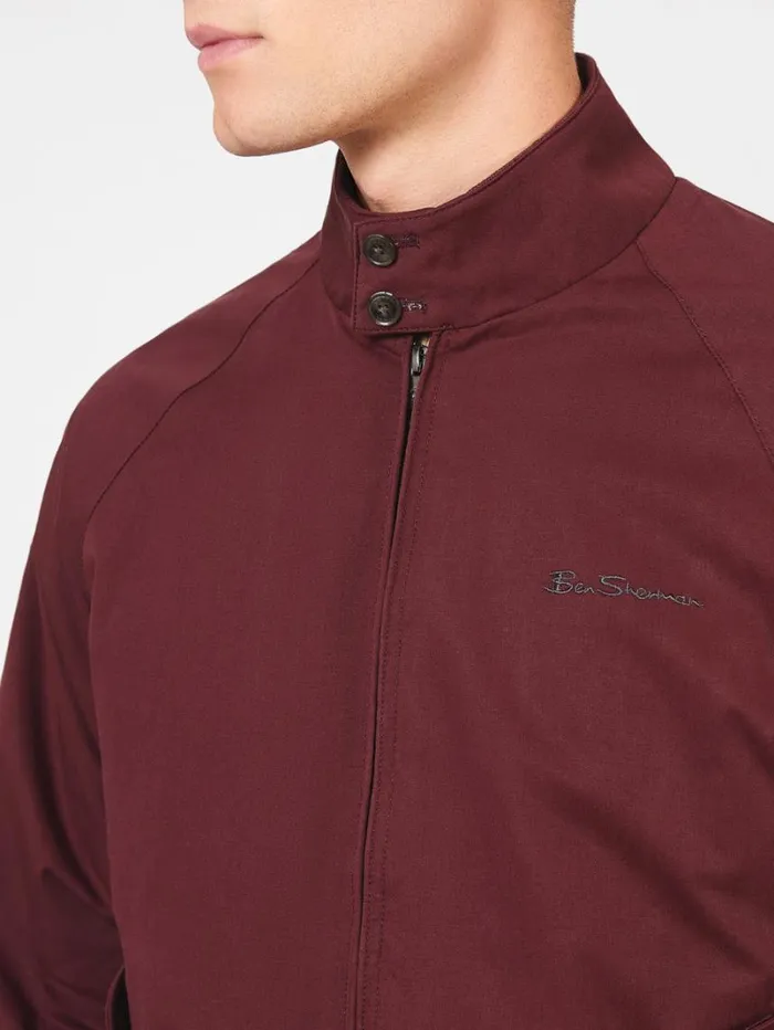 Men Ben Sherman Jackets and Outerwear Signature Harrington Jacket 8211 Aubergine