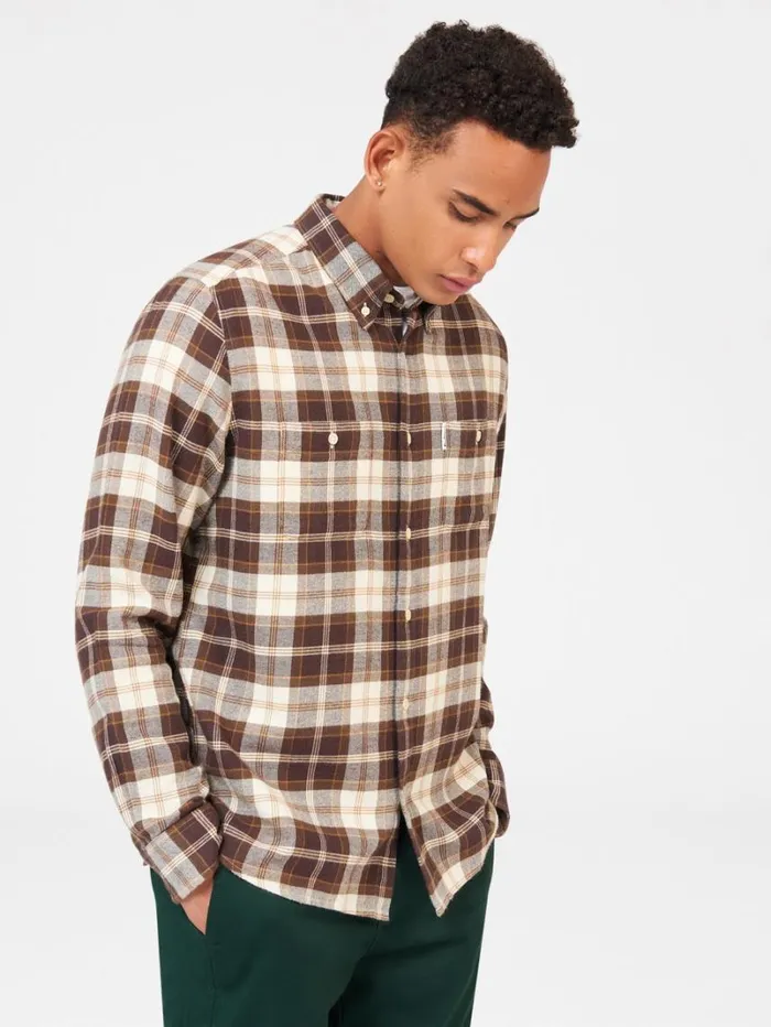 Men Ben Sherman Long Sleeve Shirts Brushed Plain Check Shirt 8211 Chocolate Men Ben Sherman Long Sleeve Shirts Brushed Plain Check Shirt 8211 Chocolate